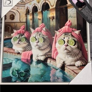 Spa Day cat with towel painting